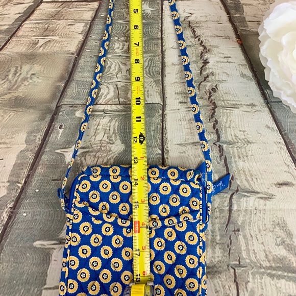 Vera Bradley Mini Crossbody Blue Yellow Print - Picture 5 of 11